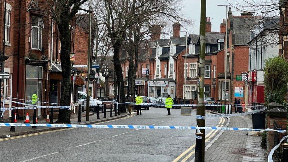 Police at scene in Evington Road