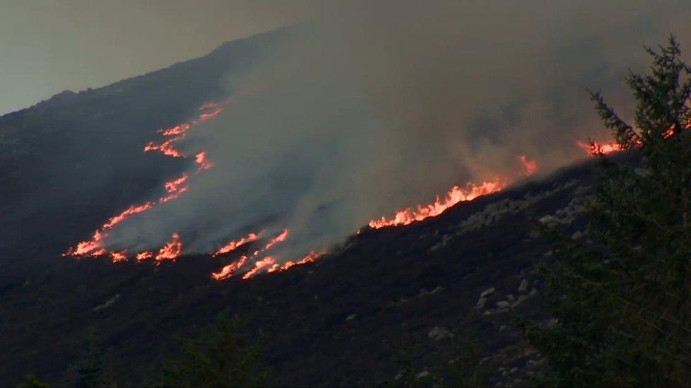 mournes mountains on fire