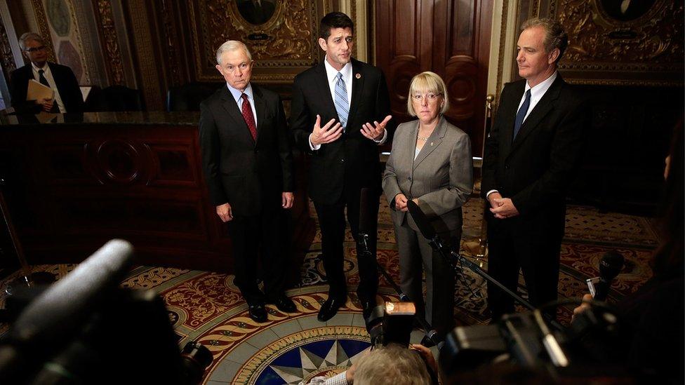 Members of the bipartisan budget conference discuss their initial meeting at the U.S. Capitol October 17, 2013 in Washington, DC