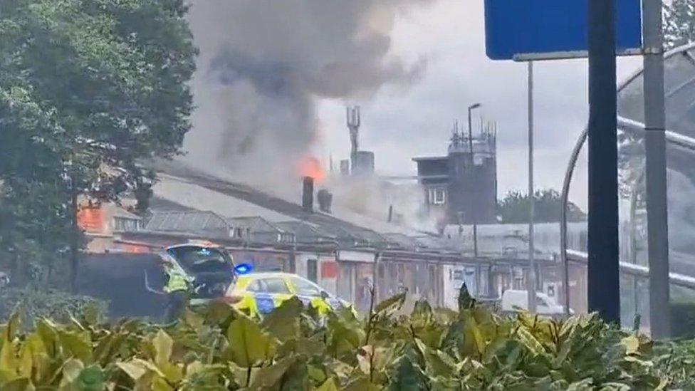 A fire in Baldock, Hertfordshire