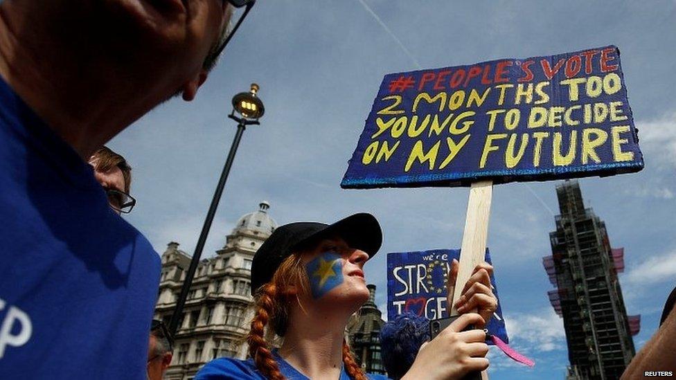 Campaigner for a new EU referendum during People's Vote march