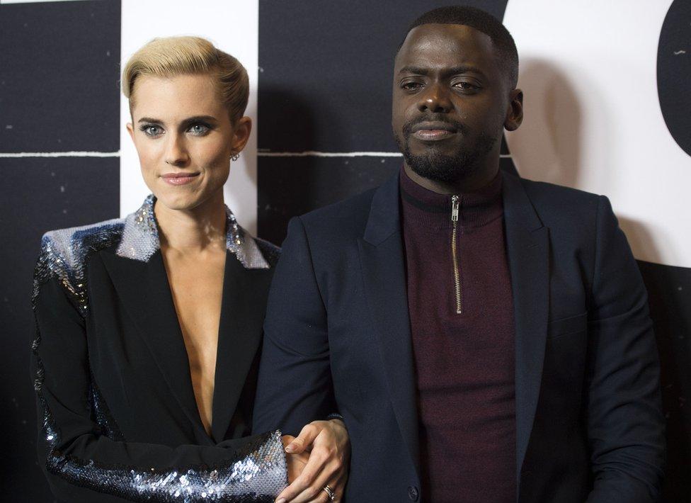 Daniel Kaluuya stars alongside Girls' Allison Williams in Get Out. Photo of them at the premiere.