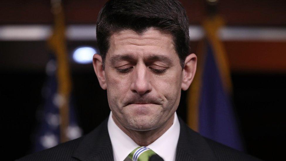 Speaker of the House Paul Ryan speaks at the U.S. Capitol after vote cancelled (24 March 2017)