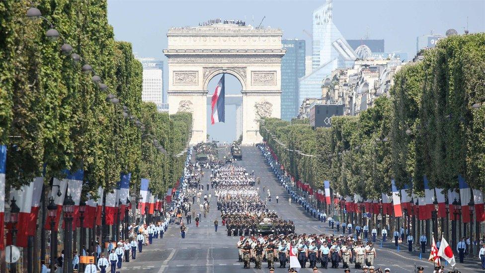 View of the parade on Champs-Elysées