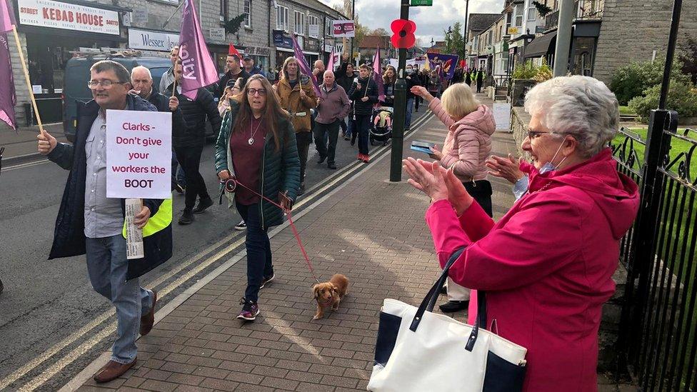 Clarks protest march