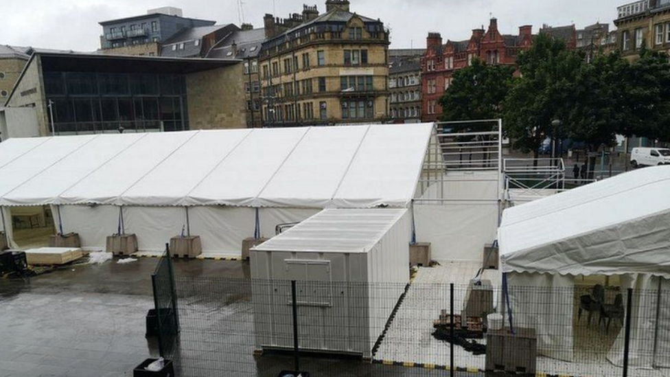 Covid test centre Centenary Square Bradford