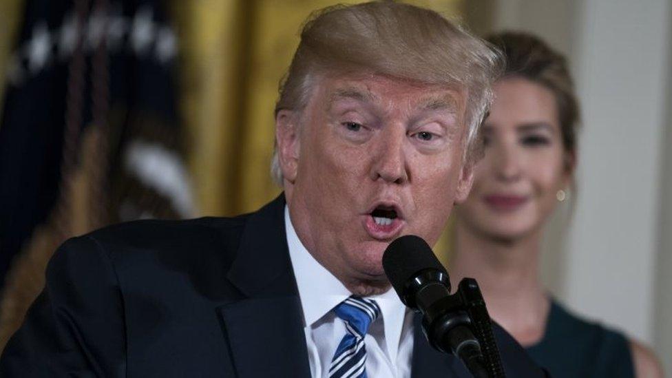 US President Donald Trump speaks during a small business event at the White House in Washington, DC.