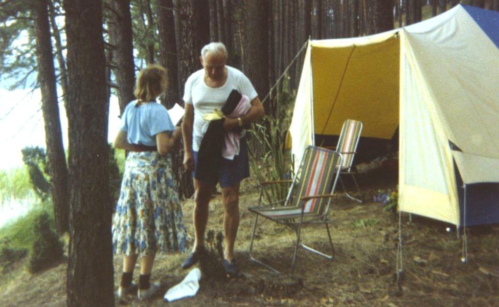 Outside camping tent in Poland in the summer of 1978