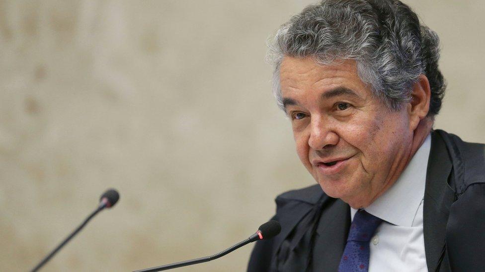 Judge Marco Aurelio Mello speaks during a session to discuss the fate of Senate leader Renan Calheiros, in Brasilia