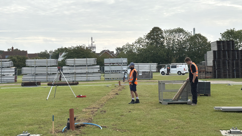 Modular structures being installed at a school in Essex