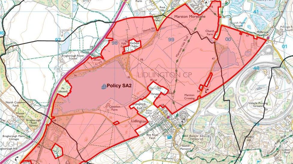 Map of homes to be built in the Marston Vale