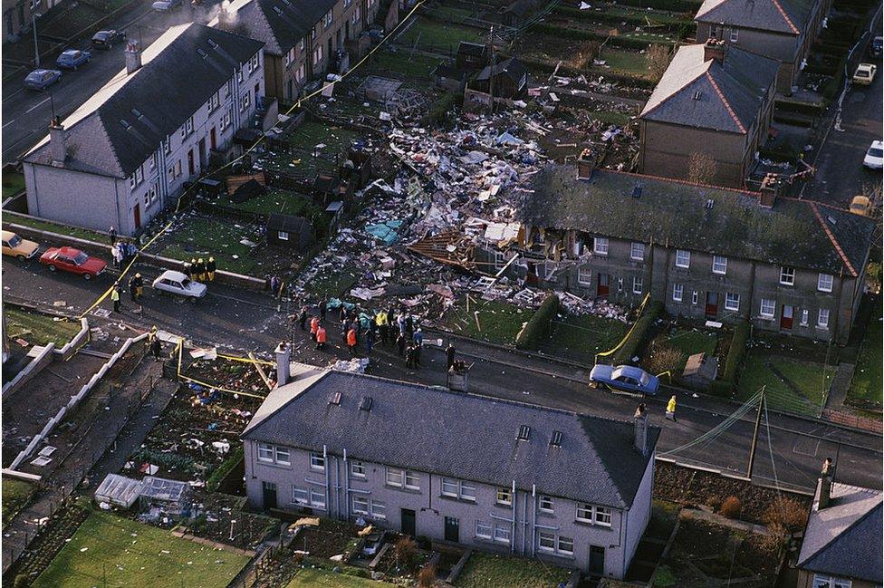 Wreckage from the plane crash destroyed homes in Scotland