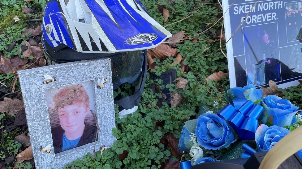 Floral tributes to Dylan Bragger in Skelmersdale