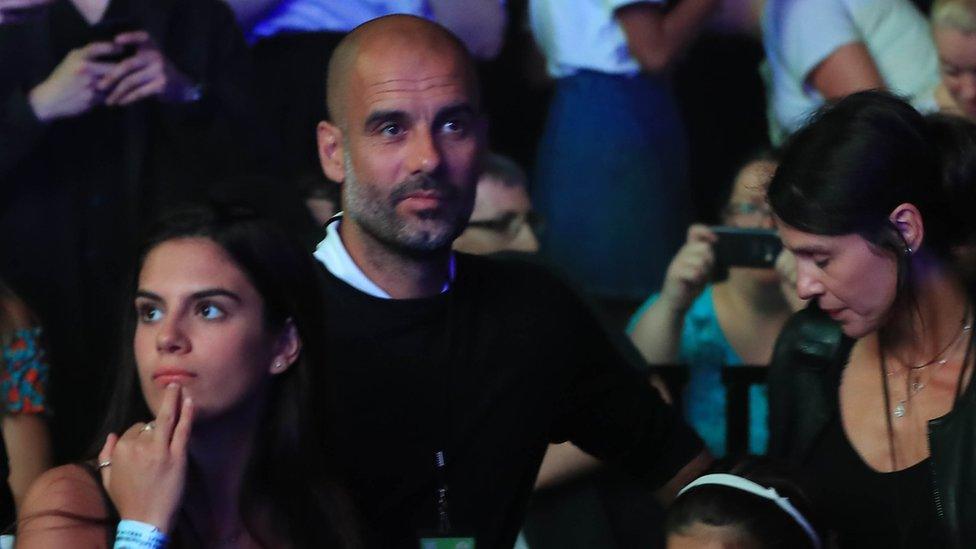 Manchester City manager Pep Guardiola was among the crowd