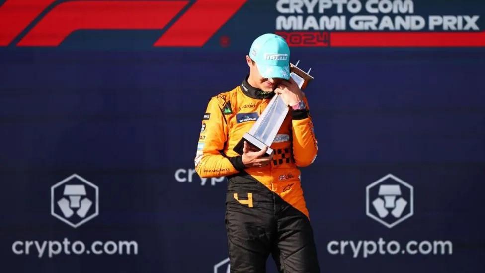 Lando on the top step of the Miami Grand Prix podium