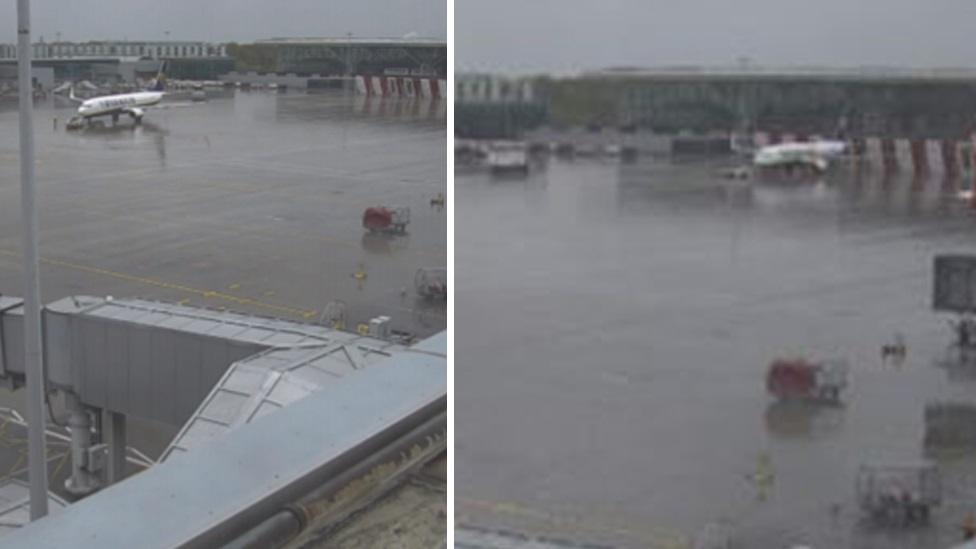 Ryanair plane hits barrier at Stansted Airport.