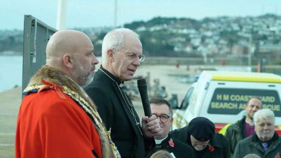 The Archbishop of Canterbury at a service in Torquay