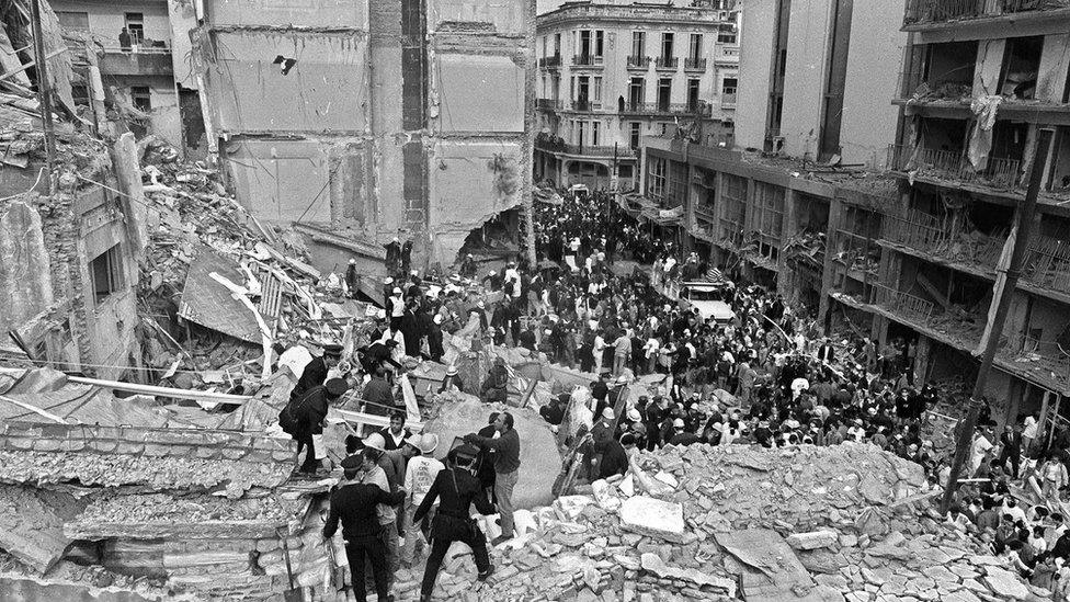 Aftermath of Argentine Israelite Mutual Association (AMIA) in Buenos Aires (18 July 1994)