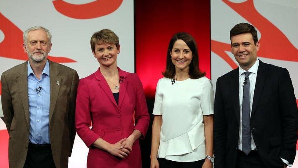 Jeremy Corbyn. Yvette Cooper, Liz Kendall and Andy Burnham