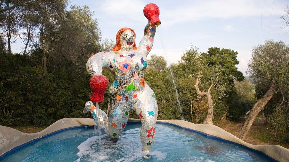 Fountain sculpture by Niki de Saint Phalle in the Tarot sculpture garden in Tuscany