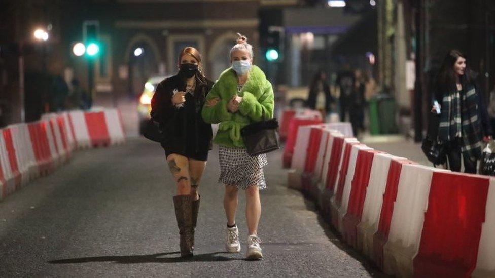 People out in Leeds city centre, ahead of a national lockdown for England from Thursday