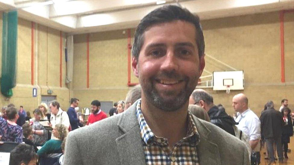 South Gloucestershire Conservative leader Toby Savage in Kingswood Leisure Centre before the count.