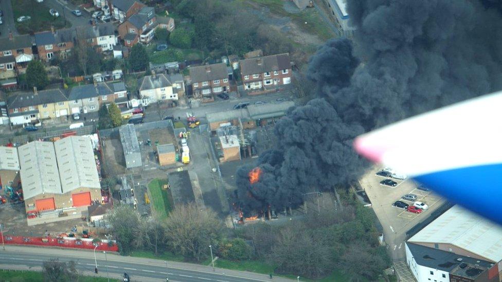 Andrew Tyrrell, an Ordnance Survey worker, captured aerial images of the fire at the substation on Ravensbridge Drive in Leicester