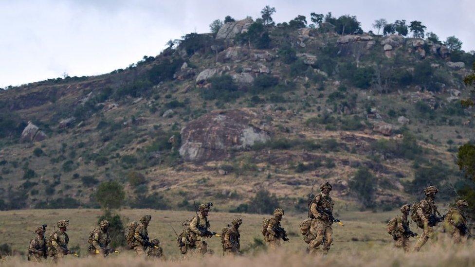 The British Army training at Nanyuki, Kenya