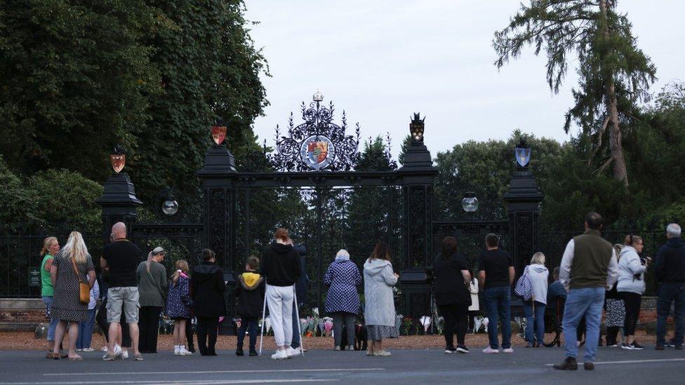 Floral tributes outside Sandringham