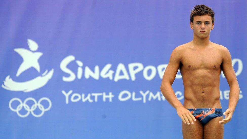 Tom Daley competing in the 2010 Youth Olympics