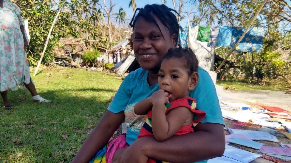 Enes and her son Miles (age 1), Sanma Province, Vanuatu