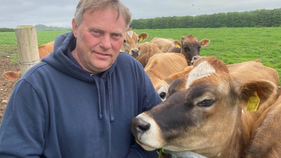 Oliver Neagle with his dairy cows