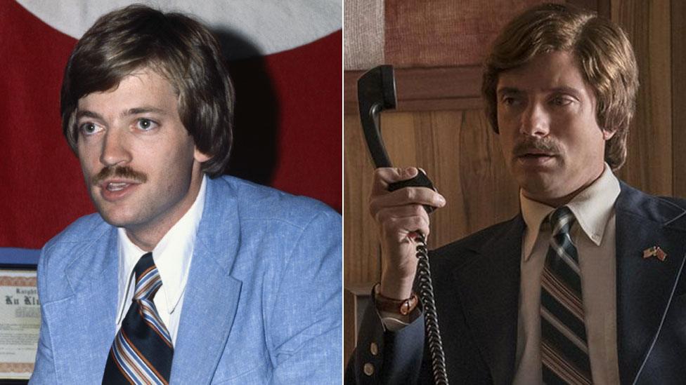 David Duke and Topher Grace as David Duke in BlacKkKlansman