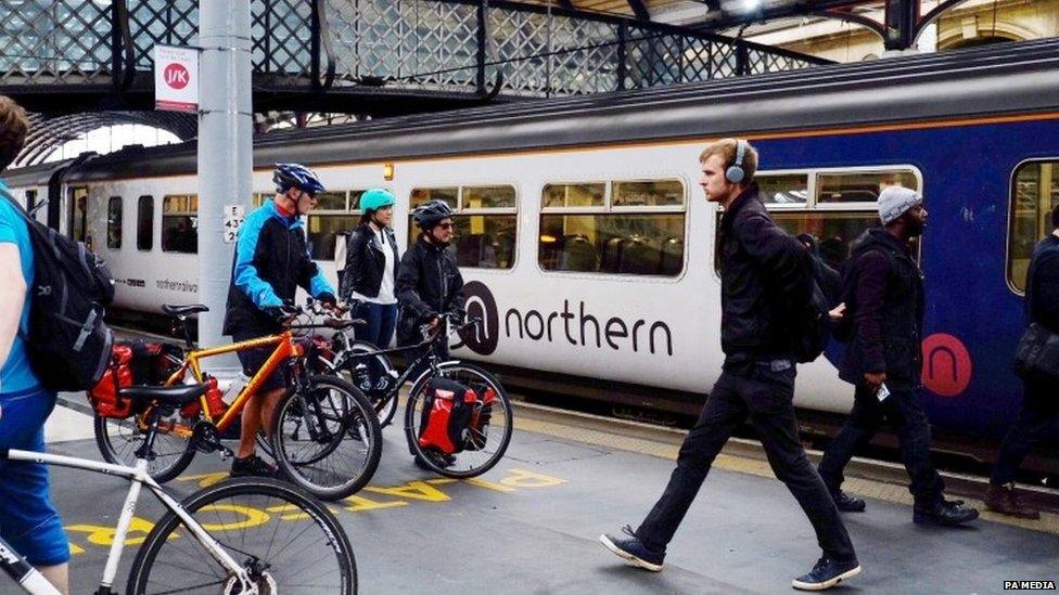 Passengers at Newcastle station in 2018