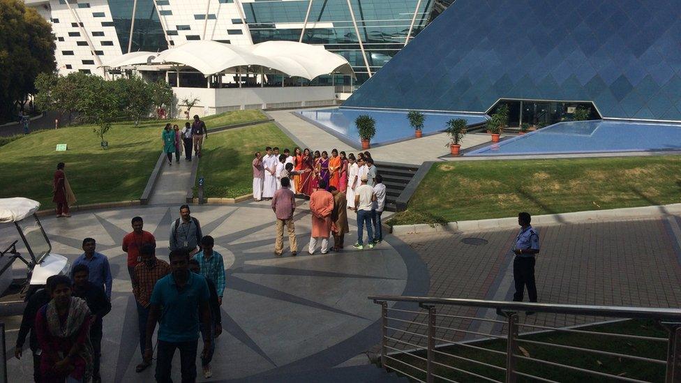 Staff at Infosys's Bangalore campus