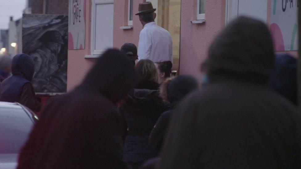 Queue for food at a food bank