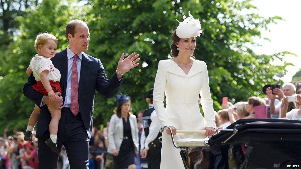 The Duke and Duchess of Cambridge walk past the crowds