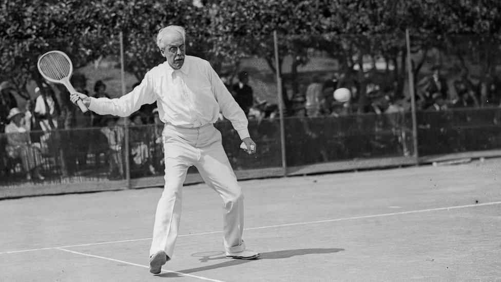 Arthur Balfour playing tennis