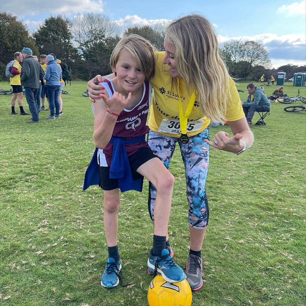 Caroline and Sebastian after a football match