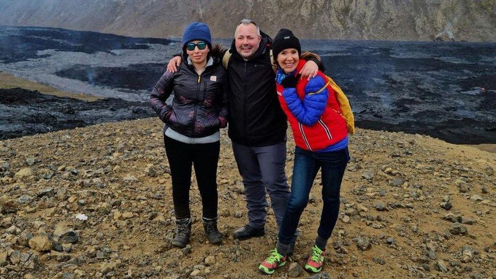 Image shows Latifa with her cousin Marcus Essabri and Sioned Taylor