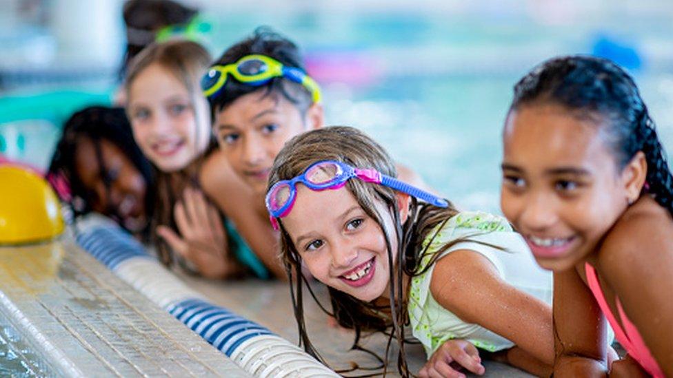 children at swimming pool