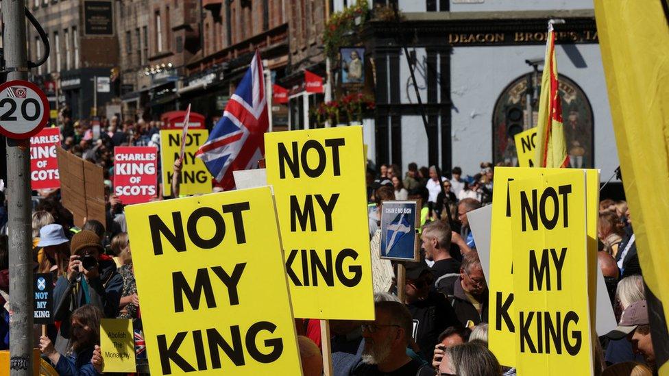 Rival protest groups gathered along the Royal Mile