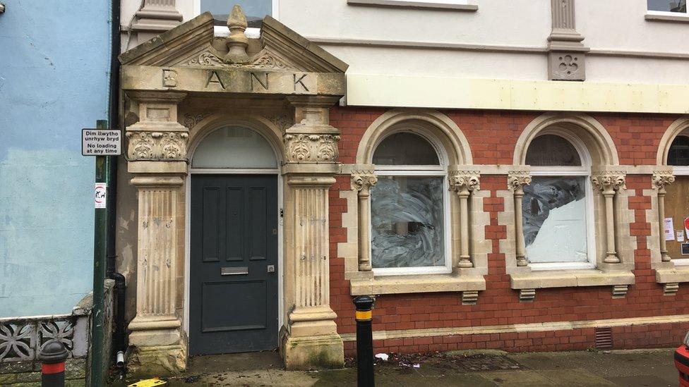 A closed bank in Llandysul, Ceredigion