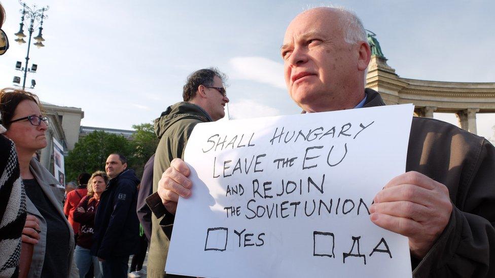 Protest at Heroes Square, Budapest