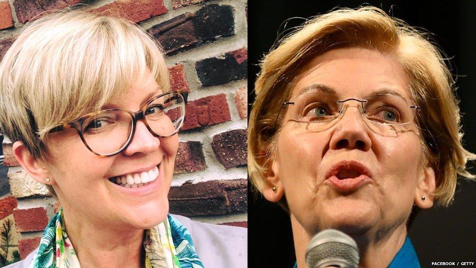 Stephanie Oyen (left) has been told she looks like US senator Elizabeth Warren