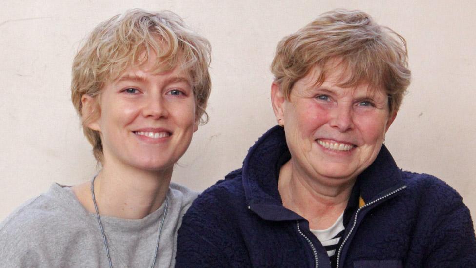 Rosy McEwen and Prof Catherine Lee on the set of Blue Jean