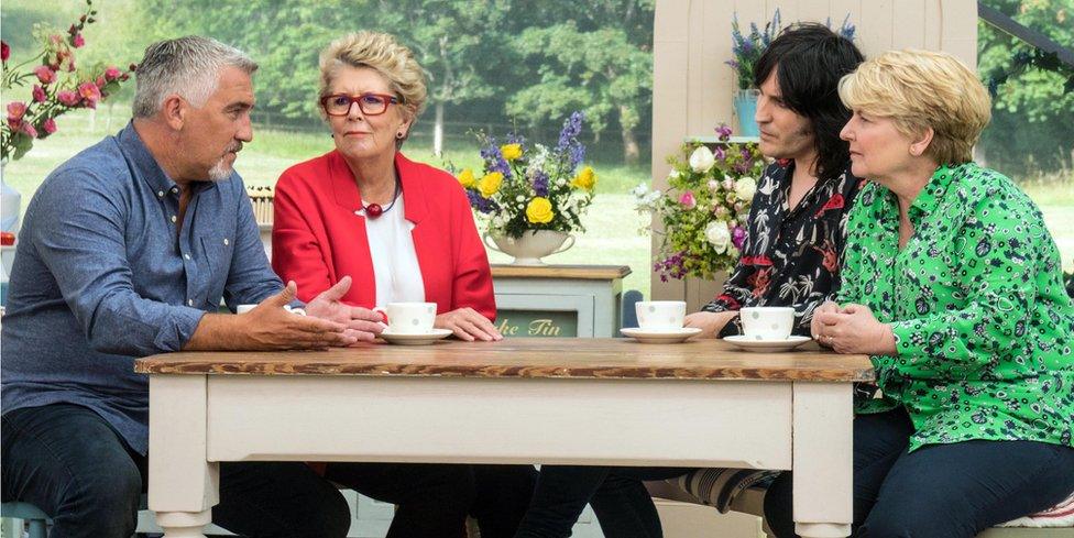 Paul Hollywood, Prue Leith, Noel Fielding and Sandi Toksvig