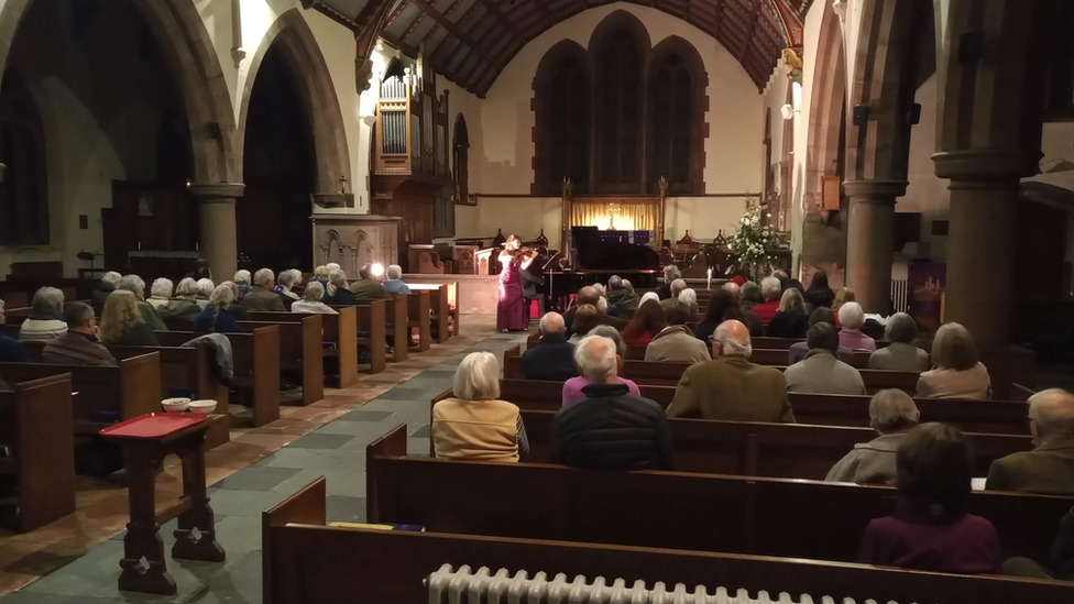 A congregation at the church