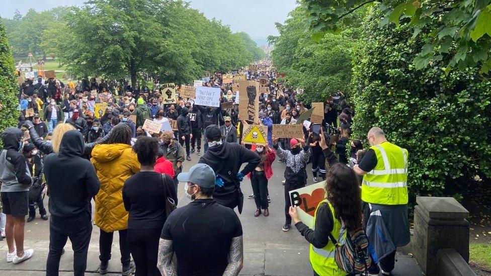 People at a Black Lives Matter protest in Huddersfield