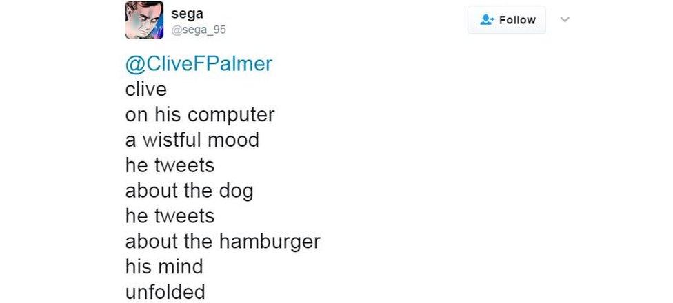 clive on his computer, a wistful mood, he tweets about the dog, he tweets about the hamburger, his mind unfolded like a hot bun